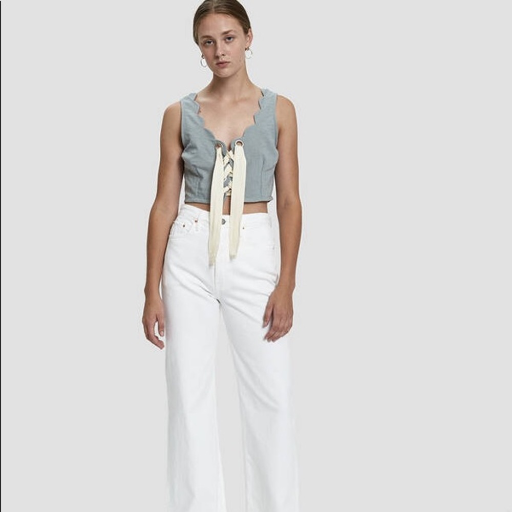 farrow tameka lace up crop top